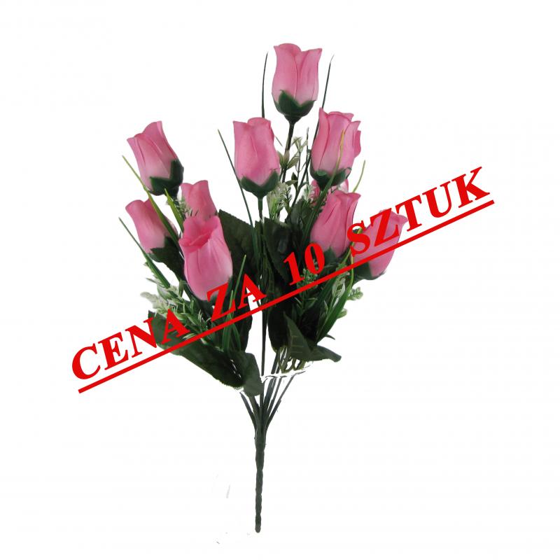 Sztuczne róże bukiet 40cm różowe (10 sztuk)